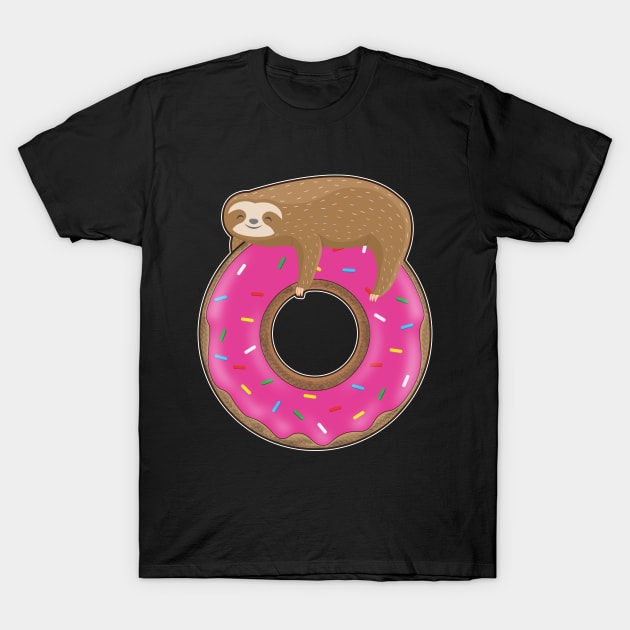 Cute baby sloth sleeping on a donut T-Shirt by M Humor